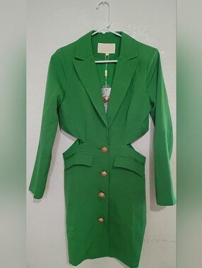 Green Cutout Blazer Dress